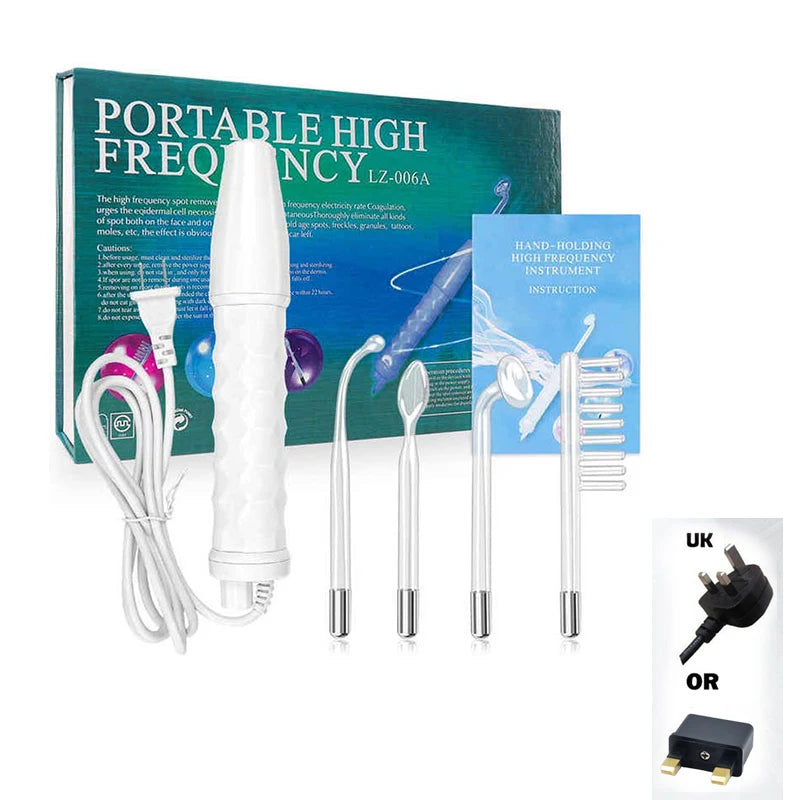 4-in-1 High-Frequency Facial Wand – Galvanic Therapy Tool for Acne, Anti-Aging, Hair Growth & Skin Care