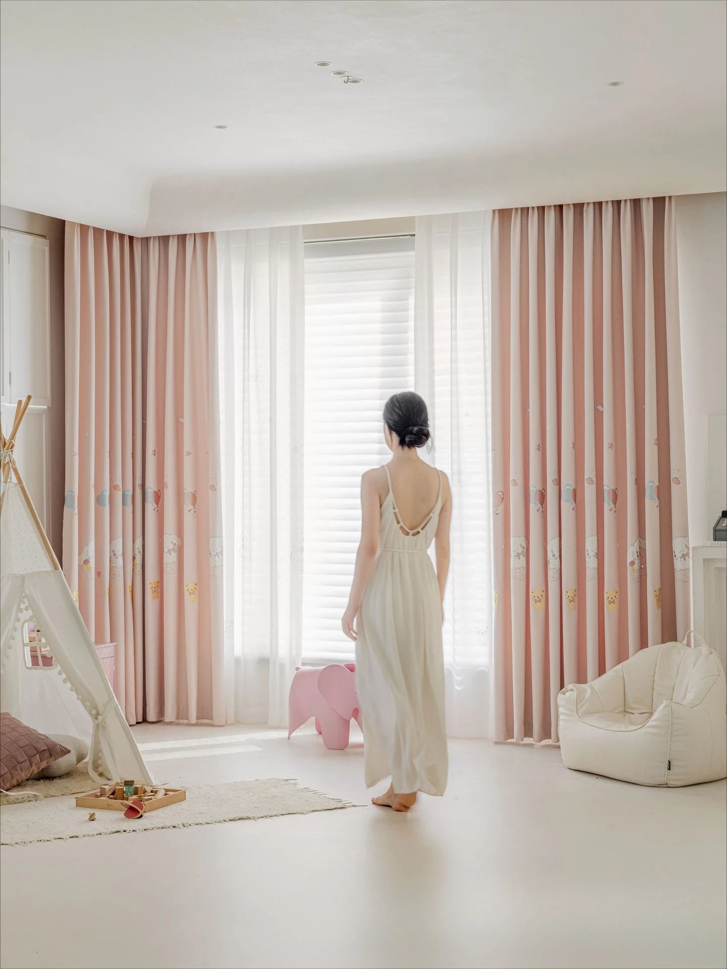 Modern Simple Playful Cartoon Printed Curtains Cute Little Dog Embroidery Blackout for Girls' Rooms Children's Rooms Curtains