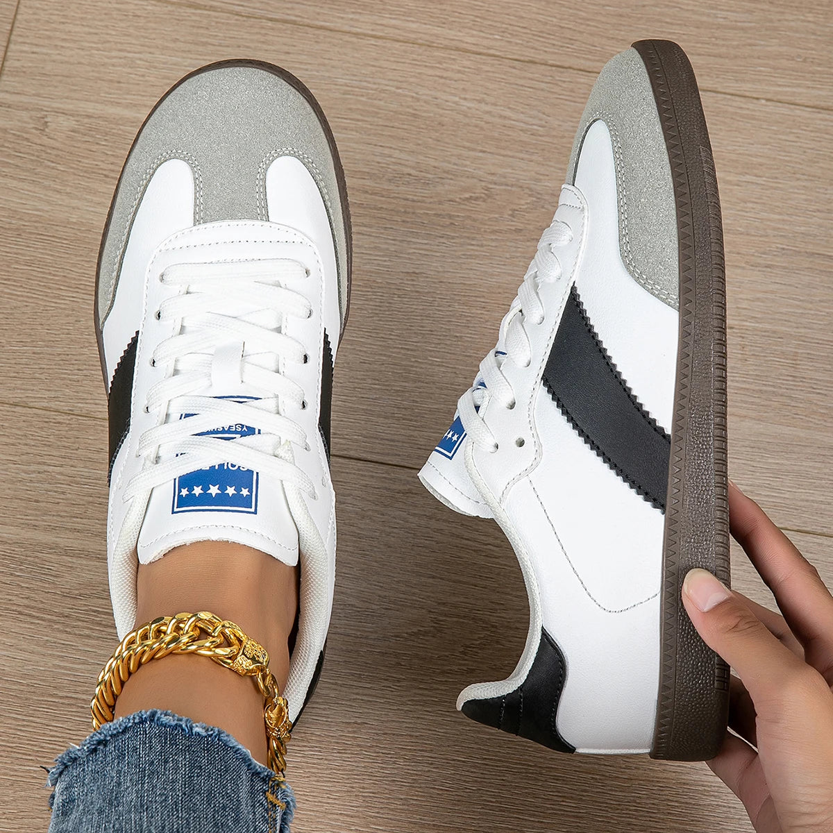 Women's Fashion Shoes – Casual, Non-Slip, Lace-Up, Low-Top Sports Sneakers for Girls, Lightweight and Wear-Resistant with Round Toe Design.