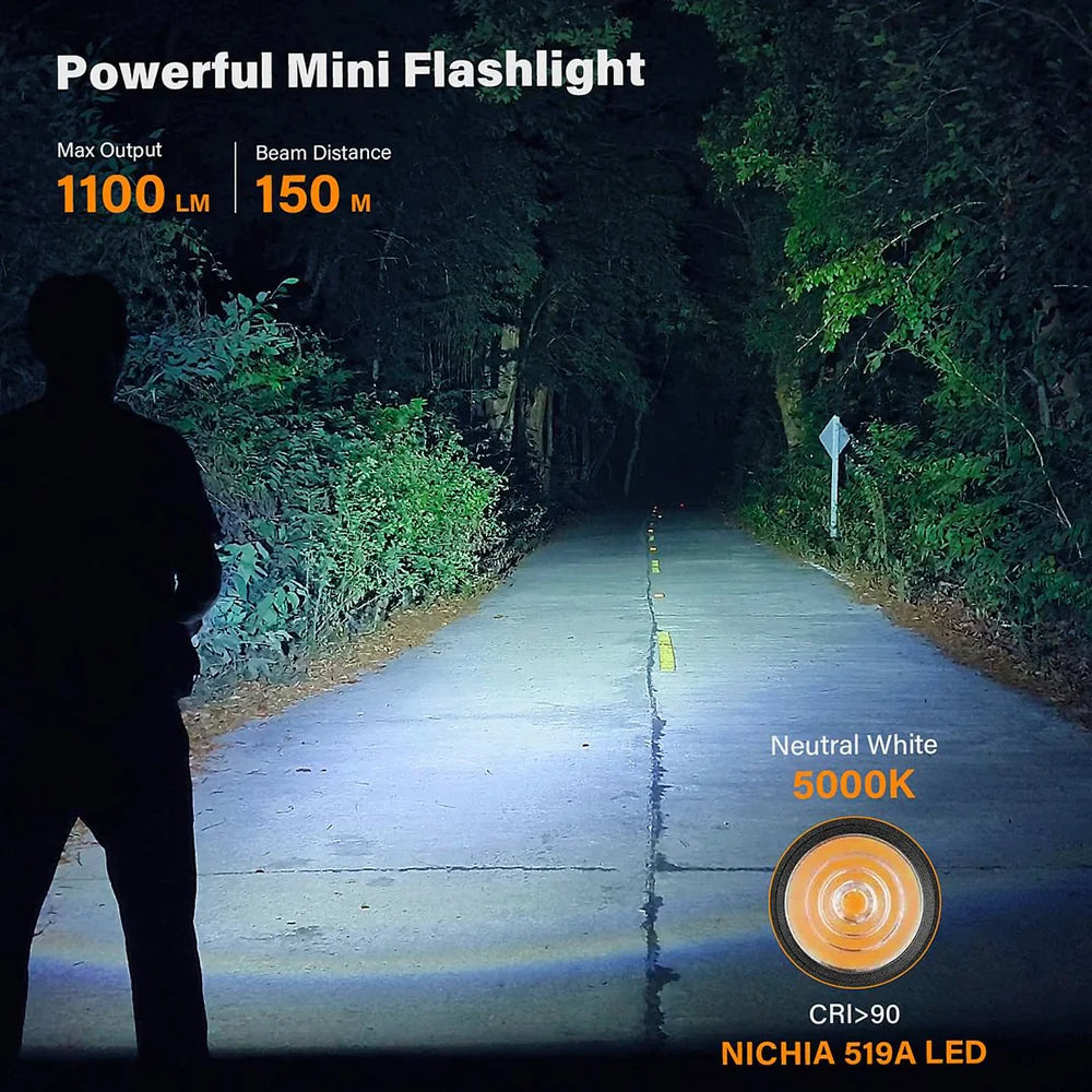 SC13 519A 5000K Mini LED Flashlight – 1100 Lumens, Rechargeable, Magnetic Base