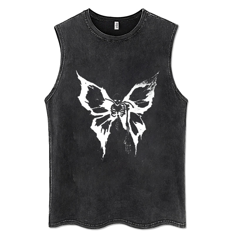 Y2K Tank Tops for Men and Women, 100% Cotton, Vintage Black Men's Clothing, Hip Hop Punk Rock Sleeveless T-shirts, Gothic Vests