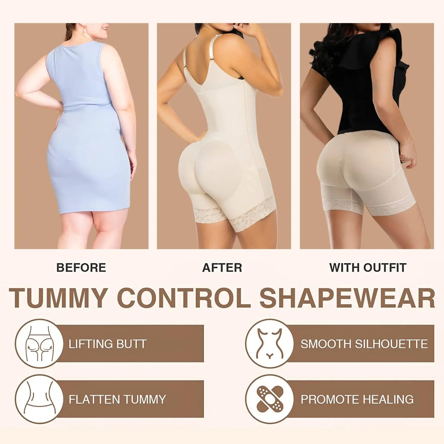 Women’s Padded Shapewear Shorts – Hip Pads, Tummy Control & Butt Lifting Body Shaper