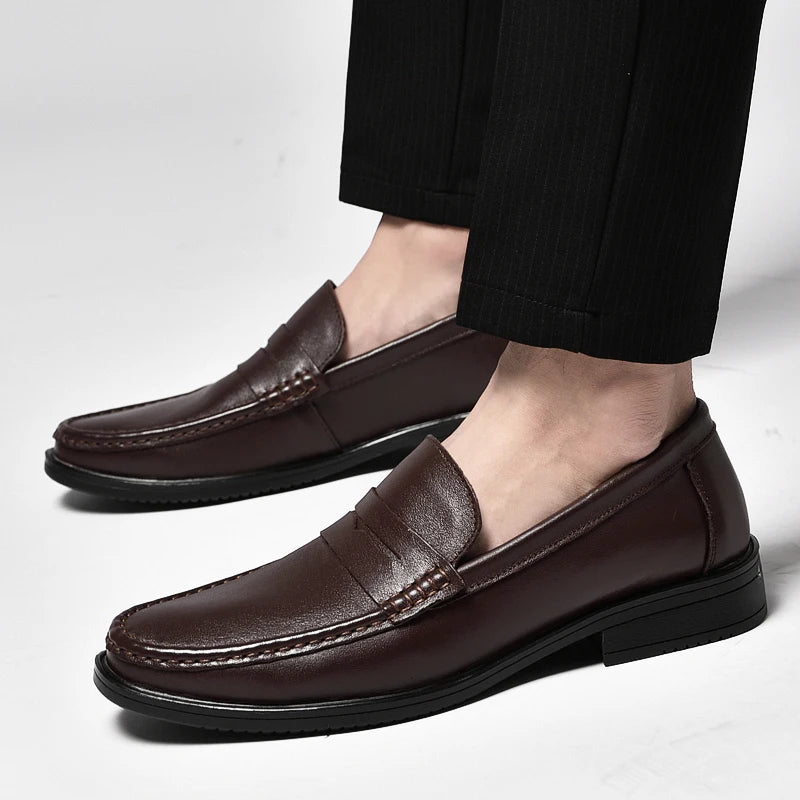 Italian Luxury Penny Men Shoes Male Business Loafers Moccasin Genuine Casual Flats Slip-On Walking Hollow Out Shoes