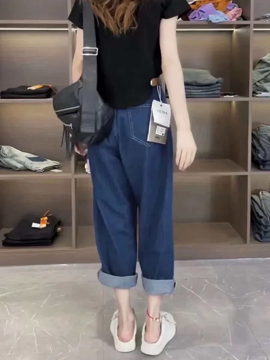 Y2K Harem women’s Jeans  Maxi High Baggy Elegant Bleached 2024 Norm core Fashion Ladies pants