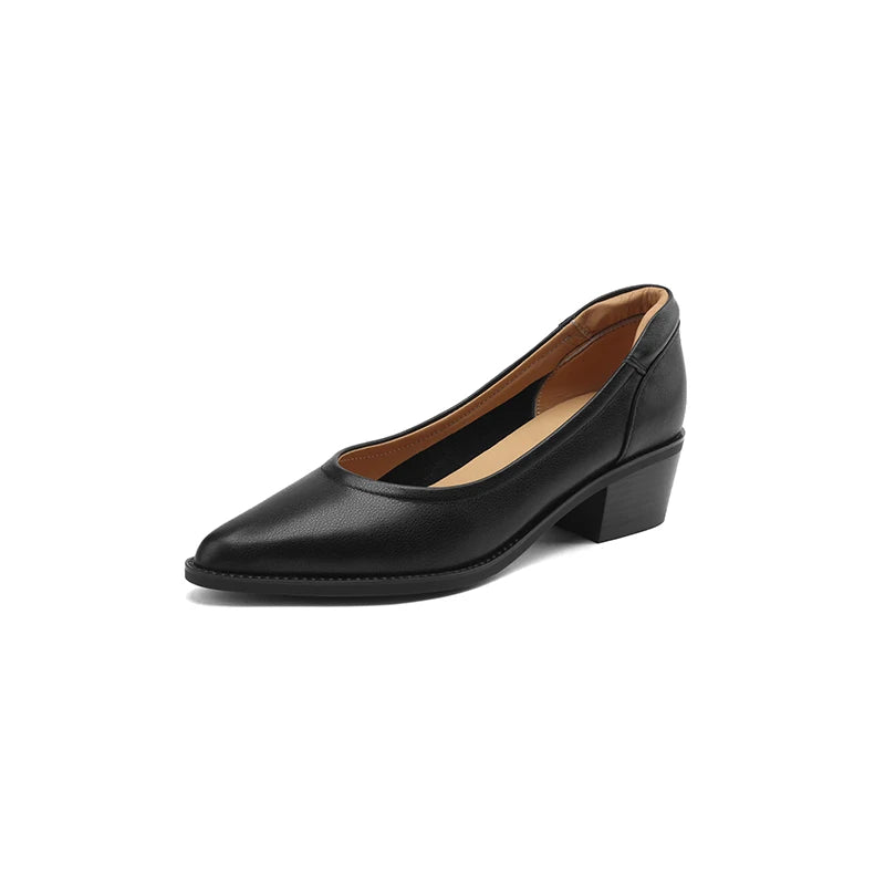 2024 New Women shoes Shallow Genuine Leather Made, Heels, Pointed Toe Summer Shoes