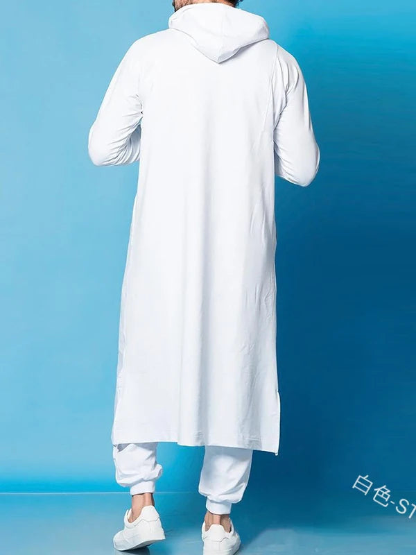 Turkish Clothes PinePear Middle East Ethnic Men Hooded Robe Ramadan Eid Muslim Dress Arab Jubba Thobe Islamic Kaftan Dubai Abaya