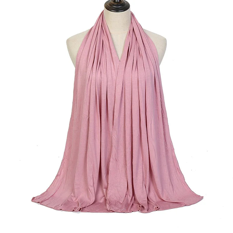 Cotton Jersey Hijab Scarf Long Shawl Plain Soft Turban Tie Head Wraps For Women Headband 170x60cm
