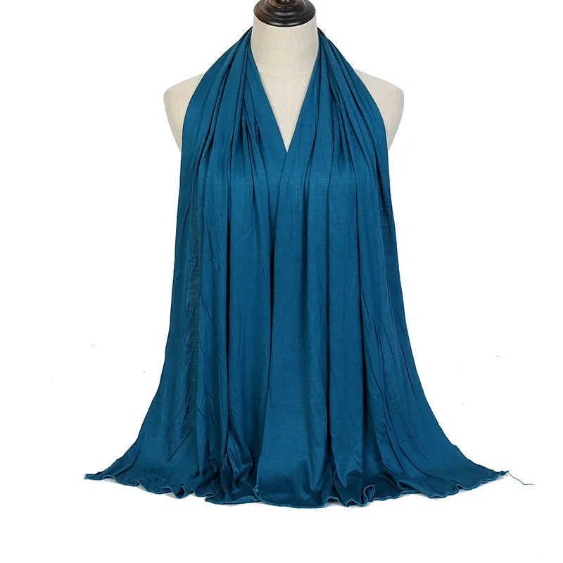 Cotton Jersey Hijab Scarf Long Shawl Plain Soft Turban Tie Head Wraps For Women Headband 170x60cm
