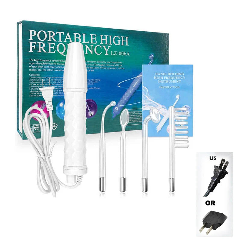 4-in-1 High-Frequency Facial Wand – Galvanic Therapy Tool for Acne, Anti-Aging, Hair Growth & Skin Care