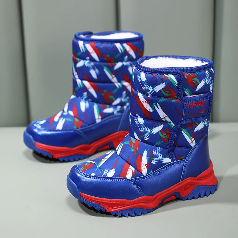 Kids Winter Snow Boots – Warm Plush-Lined Waterproof Ankle Boots for Boys & Girls | Non-Slip Outdoor Footwear for Cold Weather