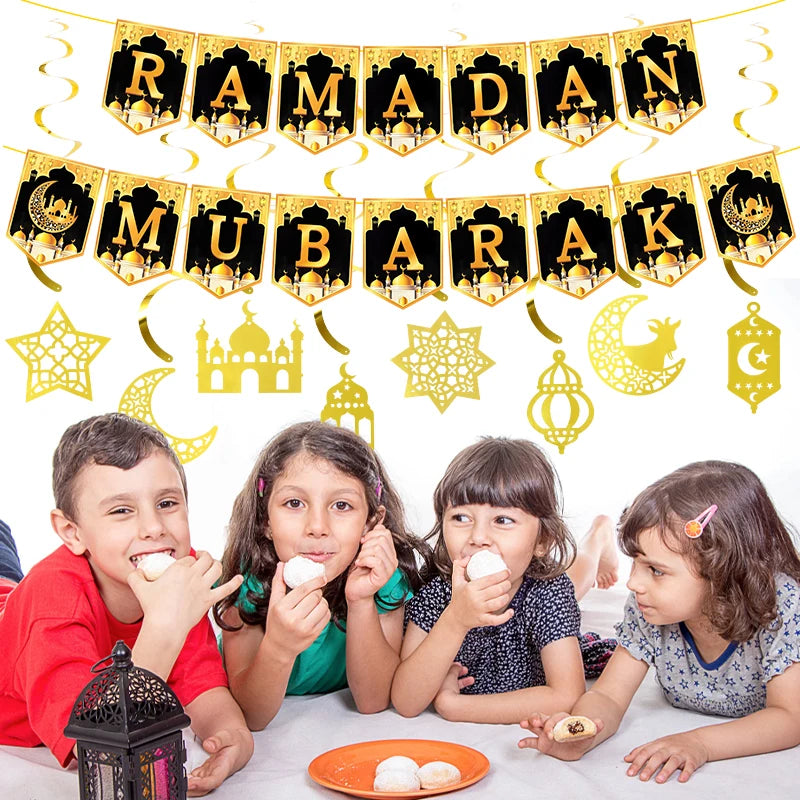 2025 Eid Mubarak Decor Banner Ramadan Mubarak Banner Ramadan Kareem Decoration for Home Islamic Muslim Party Eid Al Adha