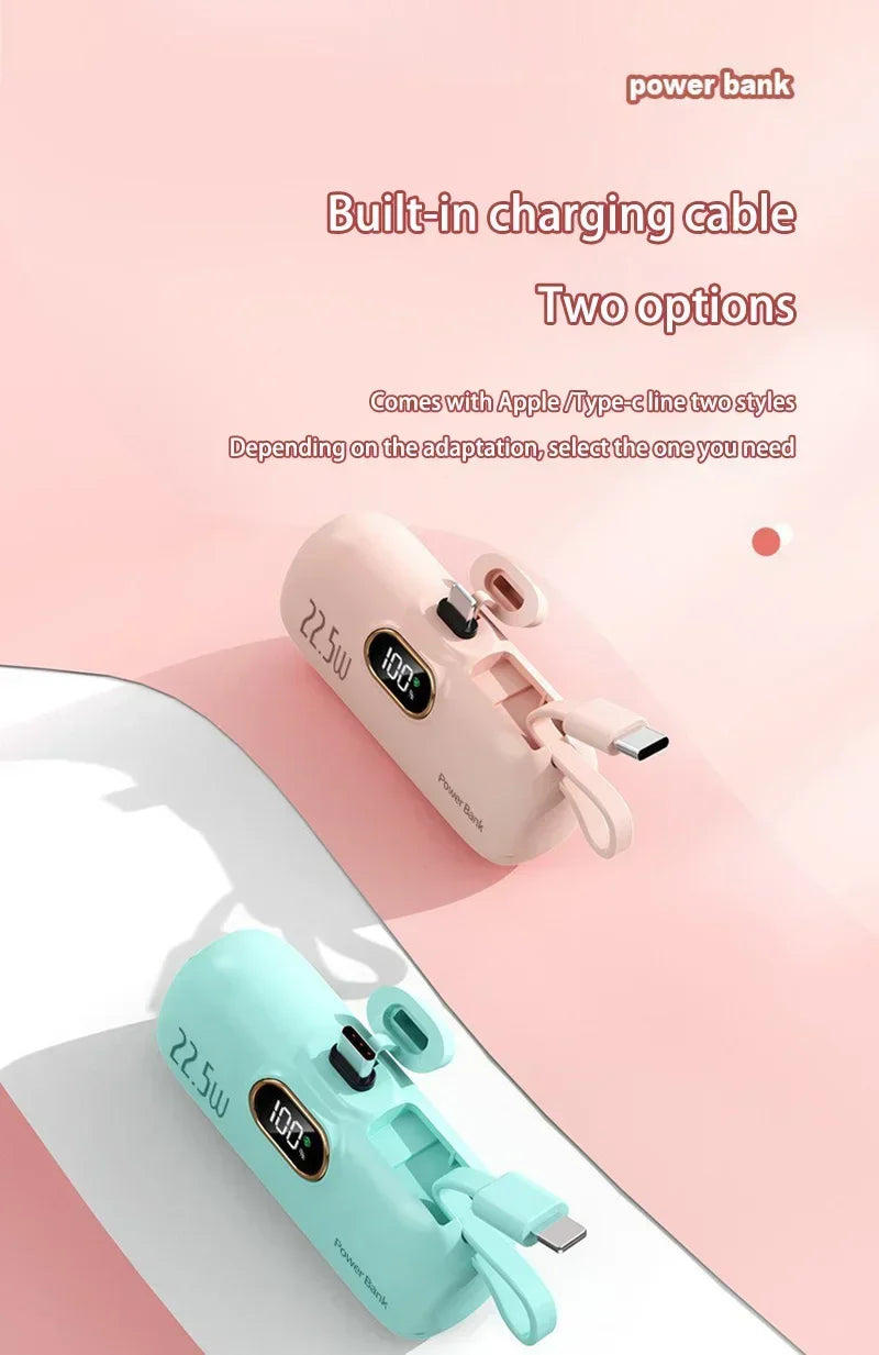30000mAh Capsule Power Bank Fast Charge Portable Mobile Power Supply Emergency External Battery for Type-C, iPhone, Android