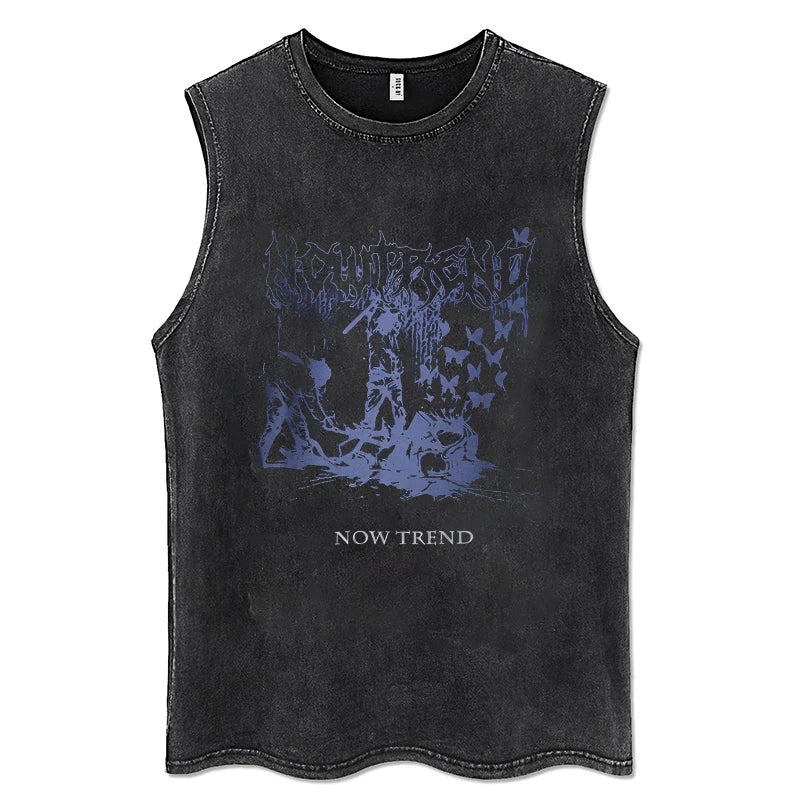Y2K Tank Tops for Men and Women, 100% Cotton, Vintage Black Men's Clothing, Hip Hop Punk Rock Sleeveless T-shirts, Gothic Vests