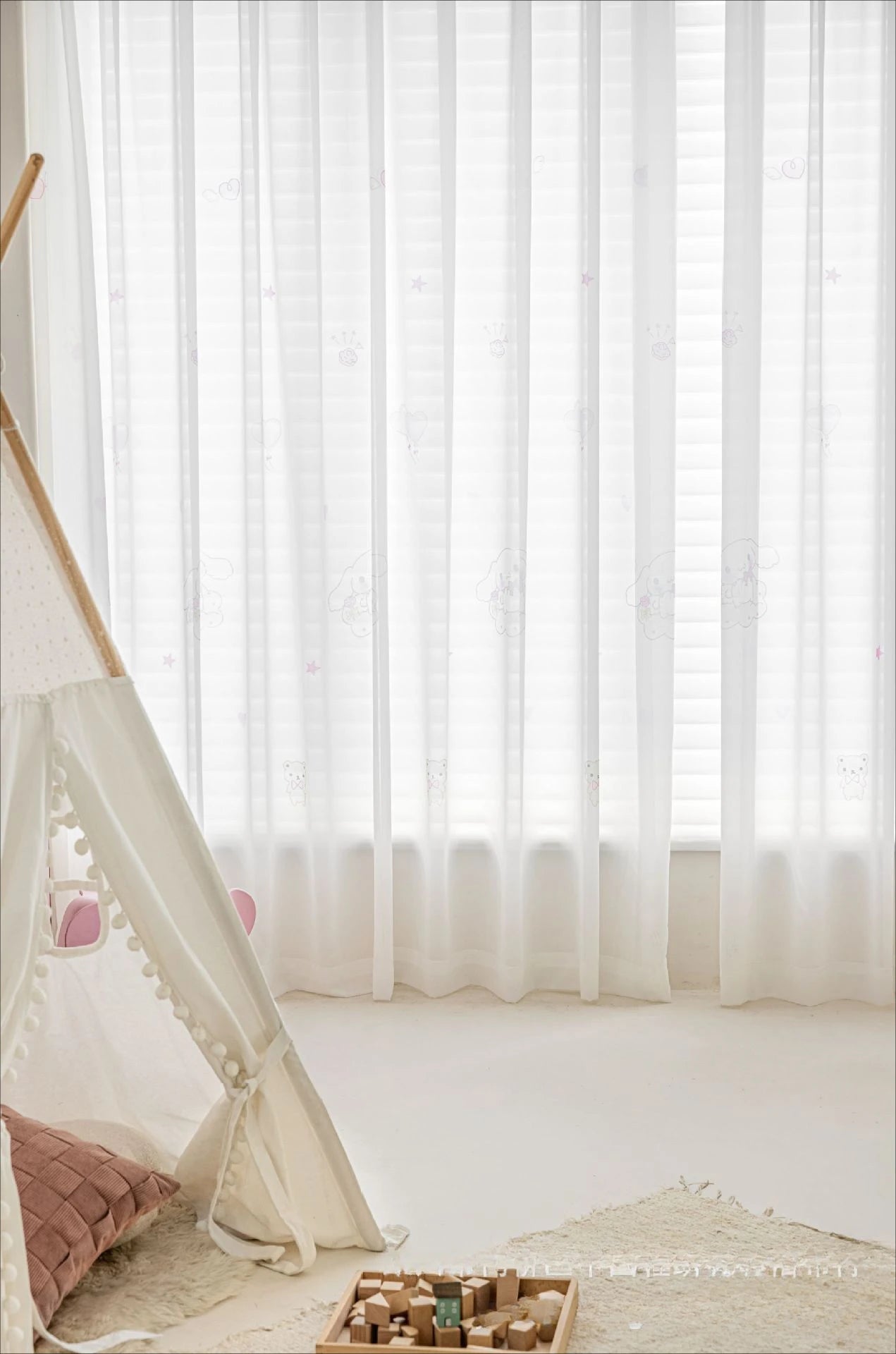 Modern Simple Playful Cartoon Printed Curtains Cute Little Dog Embroidery Blackout for Girls' Rooms Children's Rooms Curtains