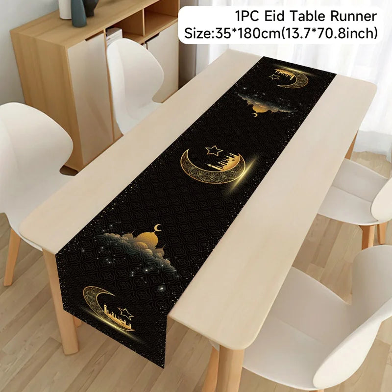 Ramadan Decoration Table Runner EID Mubarak Decor 2025 Home Tablecloth Ramadan Kareem Islamic Muslim Party Eid Al-Fitr Gifts