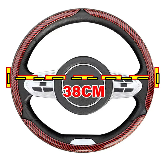 38 cm Car Steering Wheel Cover Set, 3-Piece Glossy Carbon Fiber Look Trim for Round Steering Wheels