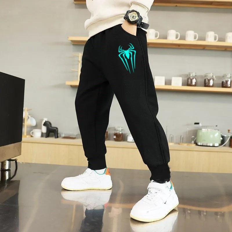 EnerGlow Kids’ Lightning Joggers – Soft Cotton Sports Trousers with Glow-In-The-Dark Print & Handy Side Pockets