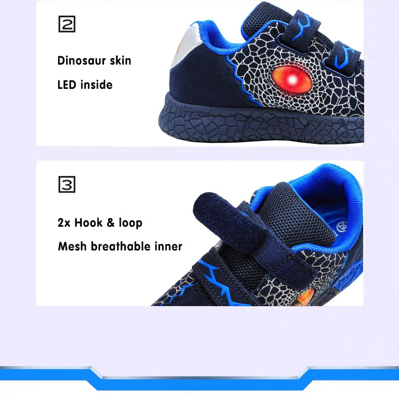 Kids LED Light-Up Sneakers - Boys 3-6Y, Flashing Glowing Sports Shoes for Spring & Autumn, Casual Running Footwear