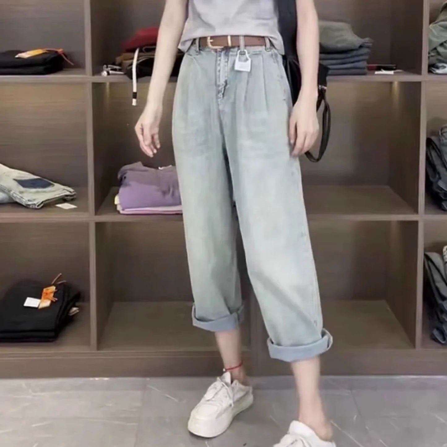 Y2K Harem women’s Jeans  Maxi High Baggy Elegant Bleached 2024 Norm core Fashion Ladies pants