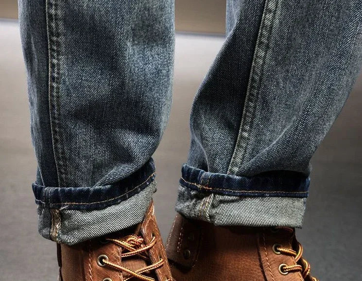 High Quality Male Cowboy Pants Retro Washed Straight Jeans For Men Plus Size Trousers Comfortable Xs Wide Leg Denim Kpop Cheap