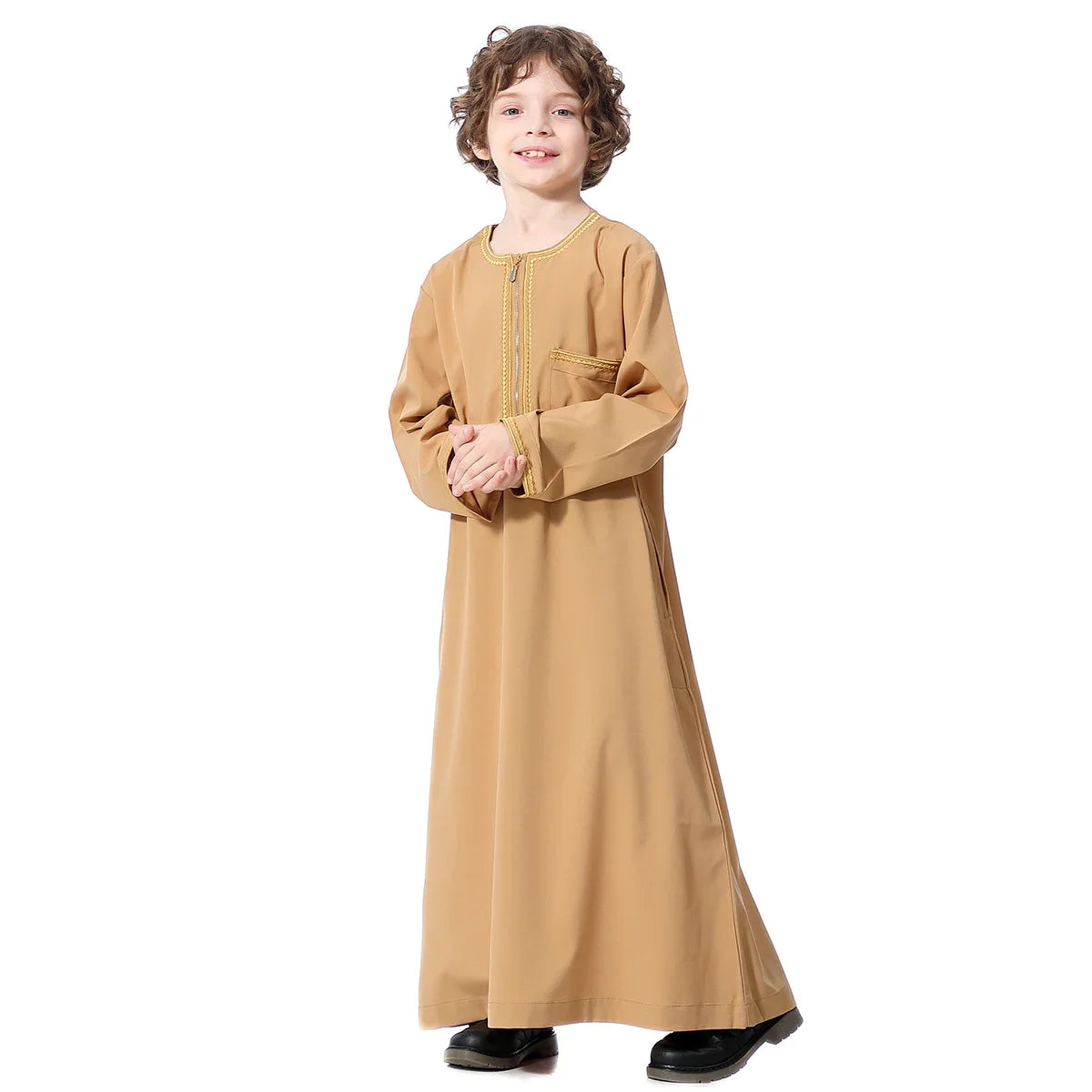 Arab Jubba Boys Robe Kids Abayas Kaftan Islamic Clothing Long Sleeve Thobe Middle East Teenage Clothing Muslim Ramadan Eid Dress