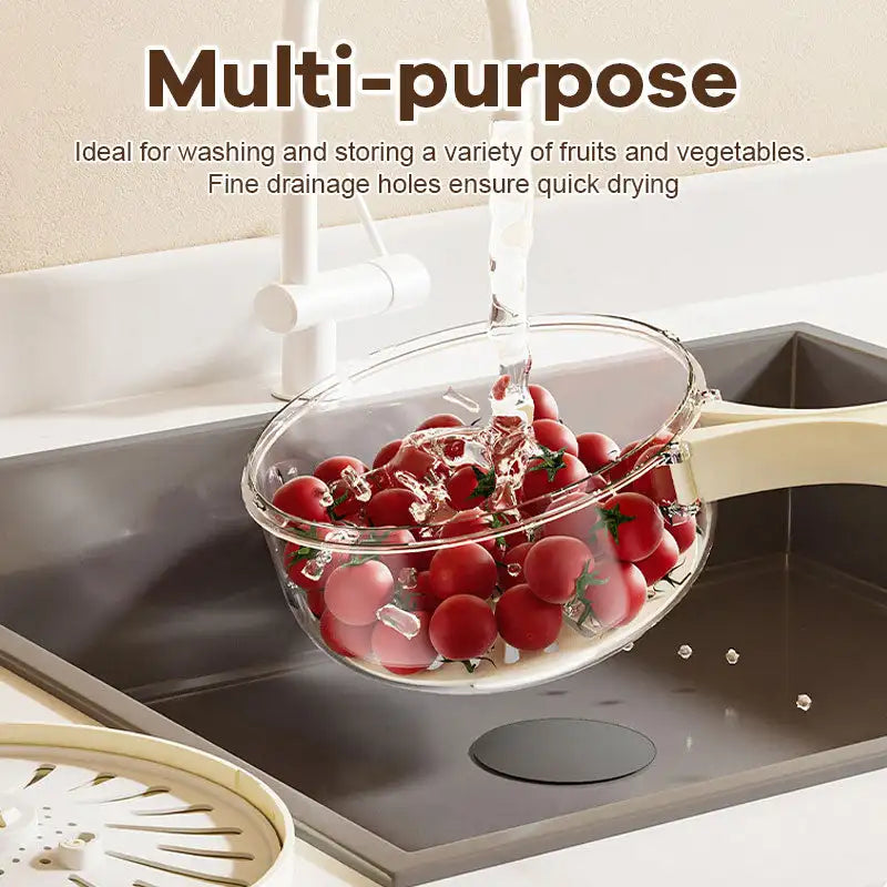 Multi-Use Fruit & Vegetable Drain Basket – Folding Handle Storage & Dehydrating Box