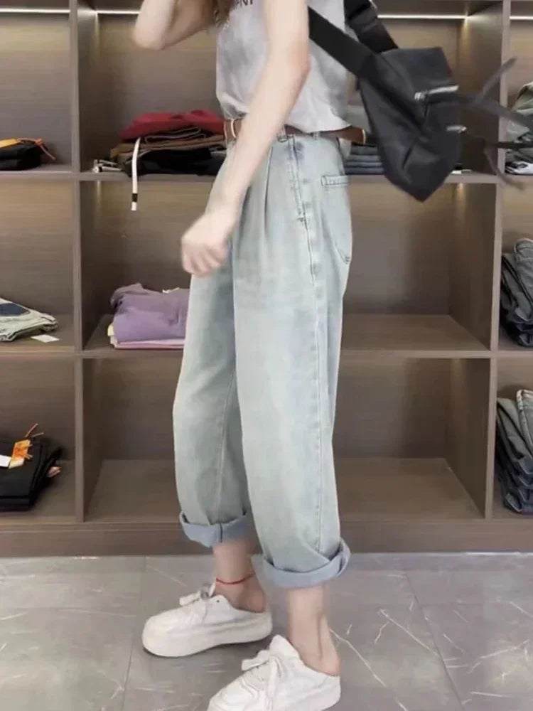 Y2K Harem women’s Jeans  Maxi High Baggy Elegant Bleached 2024 Norm core Fashion Ladies pants