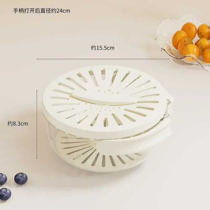Multi-Use Fruit & Vegetable Drain Basket – Folding Handle Storage & Dehydrating Box