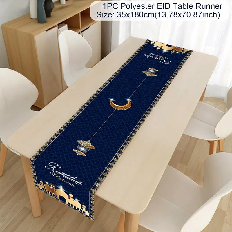 Ramadan Decoration Table Runner EID Mubarak Decor 2025 Home Tablecloth Ramadan Kareem Islamic Muslim Party Eid Al-Fitr Gifts