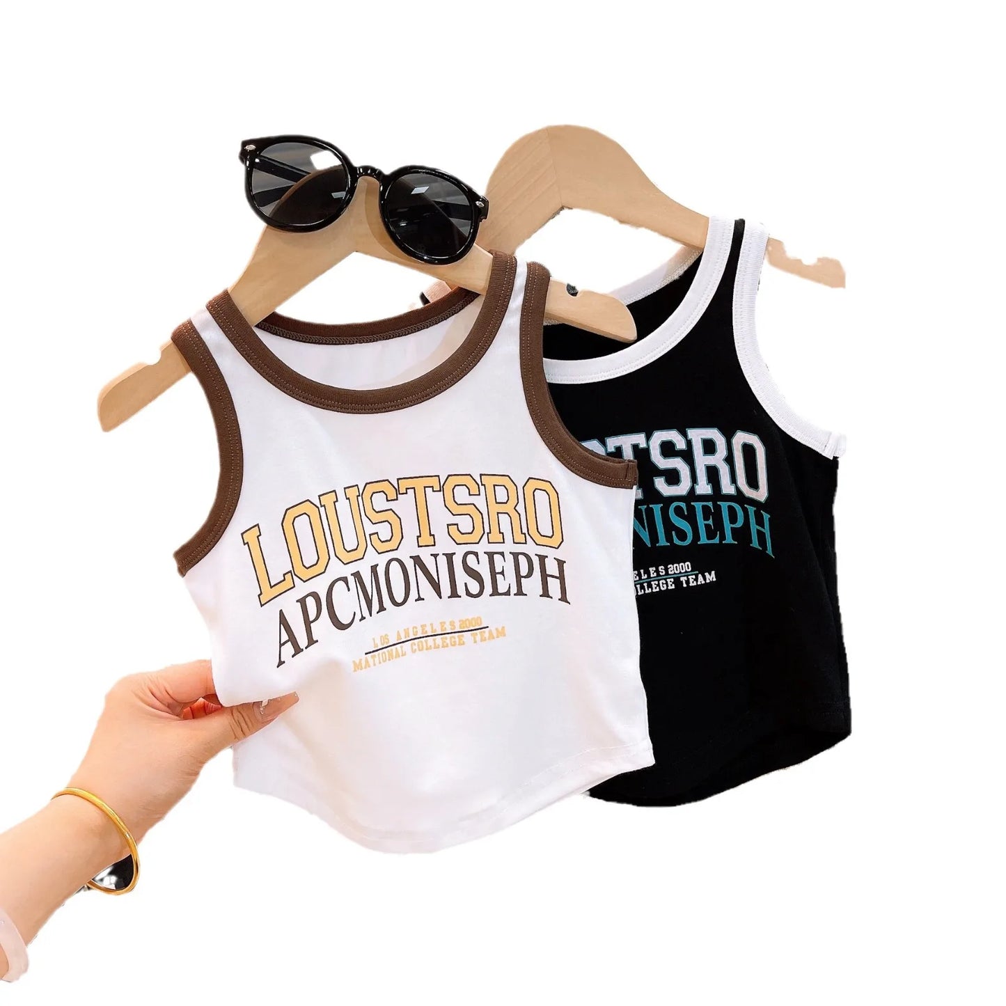 Spring Summer Girls Clothing Set – Big Girl Fashion T-Shirt Vest Top + Letter Embroidered Jeans – Street Dance Performance Costume