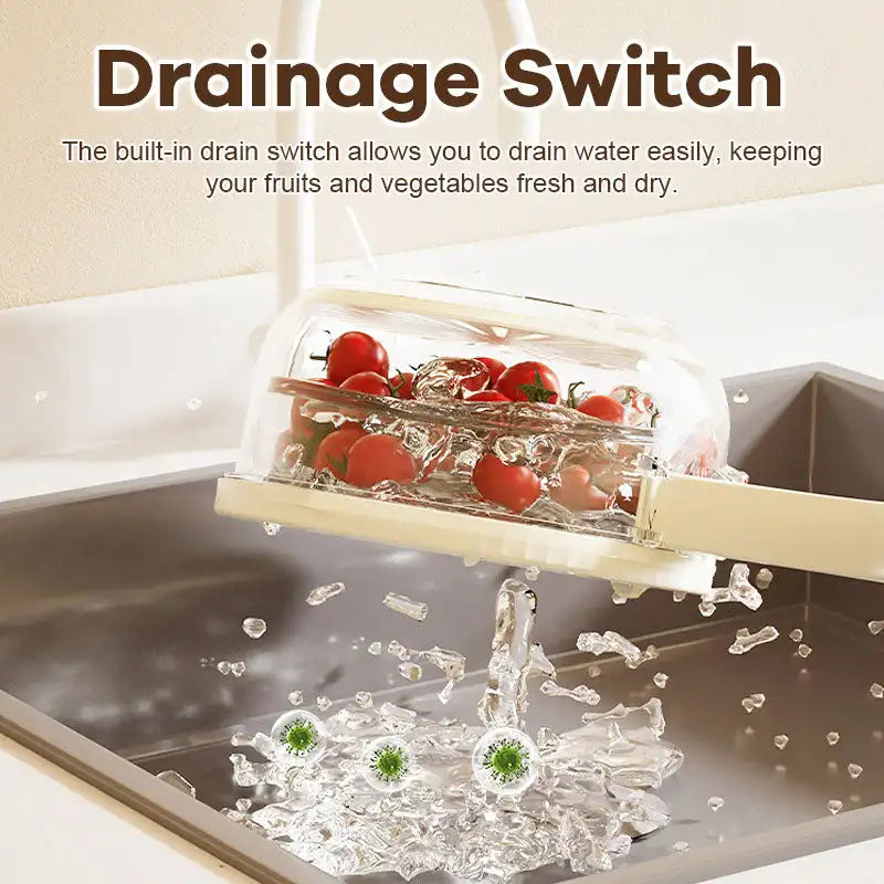 Multi-Use Fruit & Vegetable Drain Basket – Folding Handle Storage & Dehydrating Box