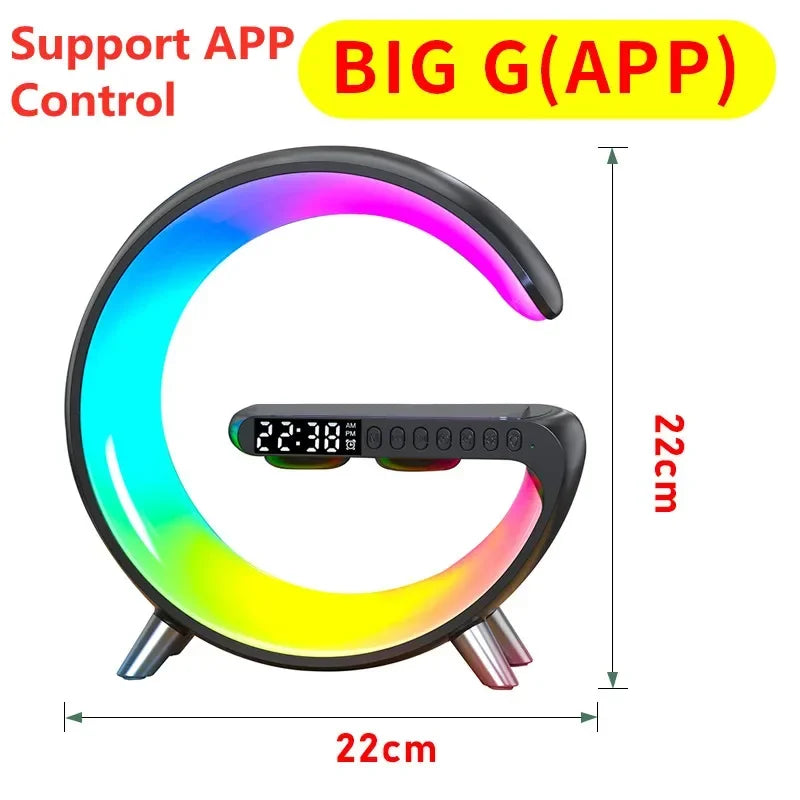 Multifunction Wireless Charger Stand Bluetooth 5.0 Speaker FM TF RGB Night Light Fast Charging Station for iPhone Samsung Xiaomi