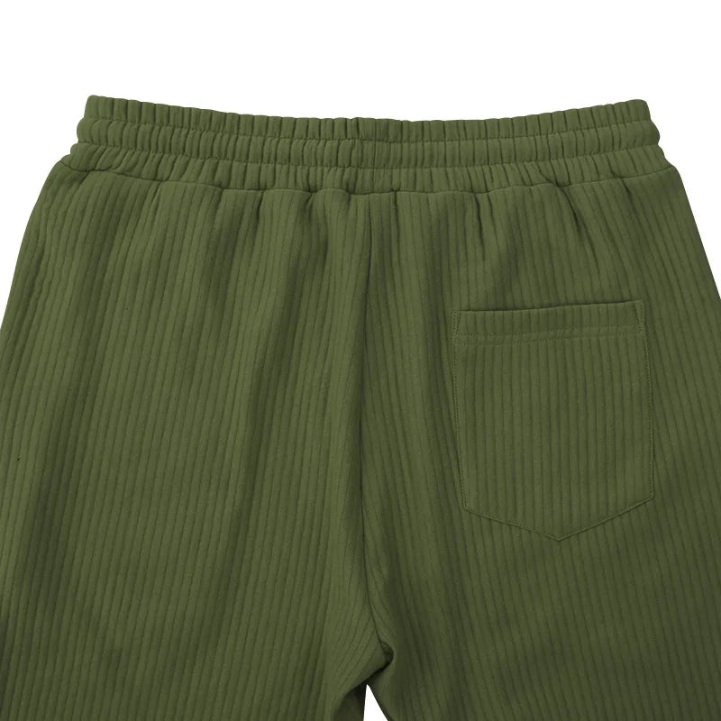 Men's Casual High-Waist Wide-Leg Pants – Loose Fit, Striped, Straight-Leg, Spring & Autumn Style
