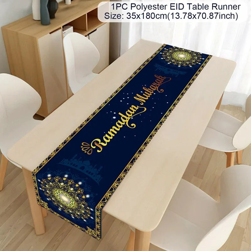 Ramadan Decoration Table Runner EID Mubarak Decor 2025 Home Tablecloth Ramadan Kareem Islamic Muslim Party Eid Al-Fitr Gifts