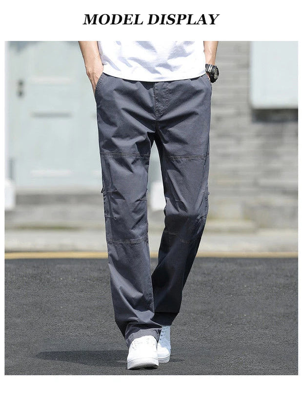 Men's Cargo Pants – Outdoor Casual Cotton Sweatpants, Lightweight and Comfortable, Multi-Pocket Work Style
