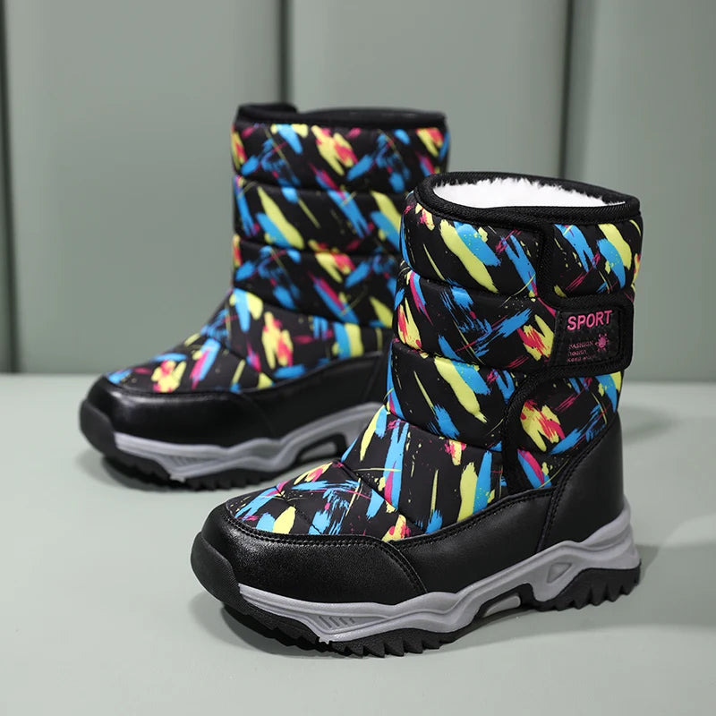 Kids Winter Snow Boots – Warm Plush-Lined Waterproof Ankle Boots for Boys & Girls | Non-Slip Outdoor Footwear for Cold Weather