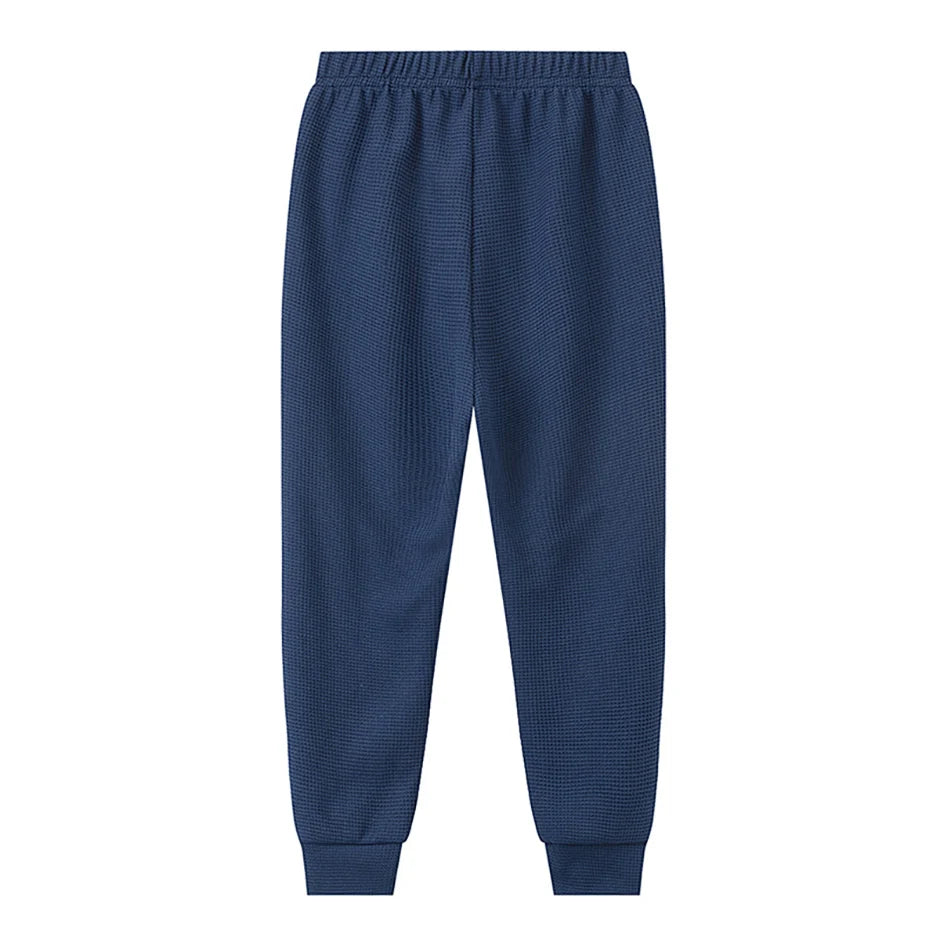 1/3-Piece Autumn & Winter Waffle Knit Sweatpants for Boys & Girls – Solid Color, Casual & Sporty