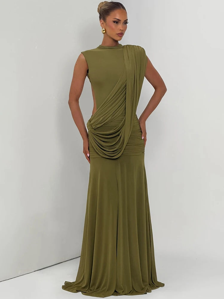 Mozision High Neck Backless Mermaid Maxi Dress