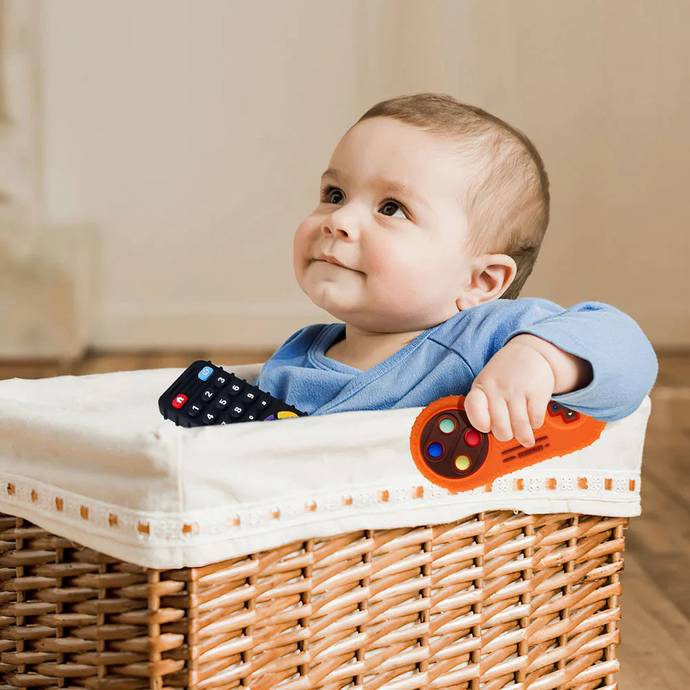 TYRY.HU 1pc Baby Silicone Teether – Remote Control Shape, Rodent Gum Pain Relief, Sensory Educational Teething Toy for Kids