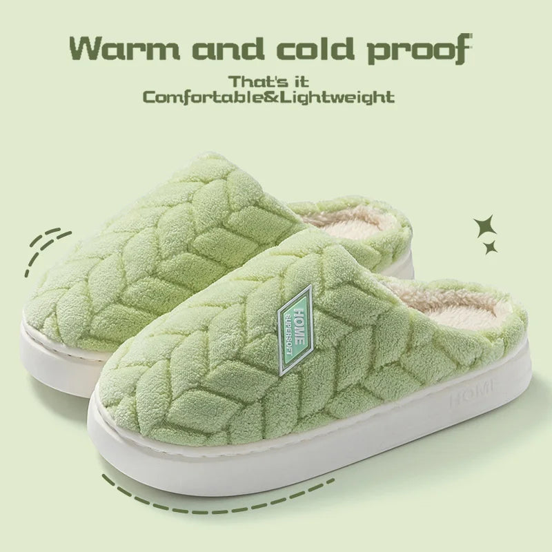 Women's Plush Cotton Slippers – Soft, Warm & Anti-Slip Indoor Footwear for Autumn & Winter