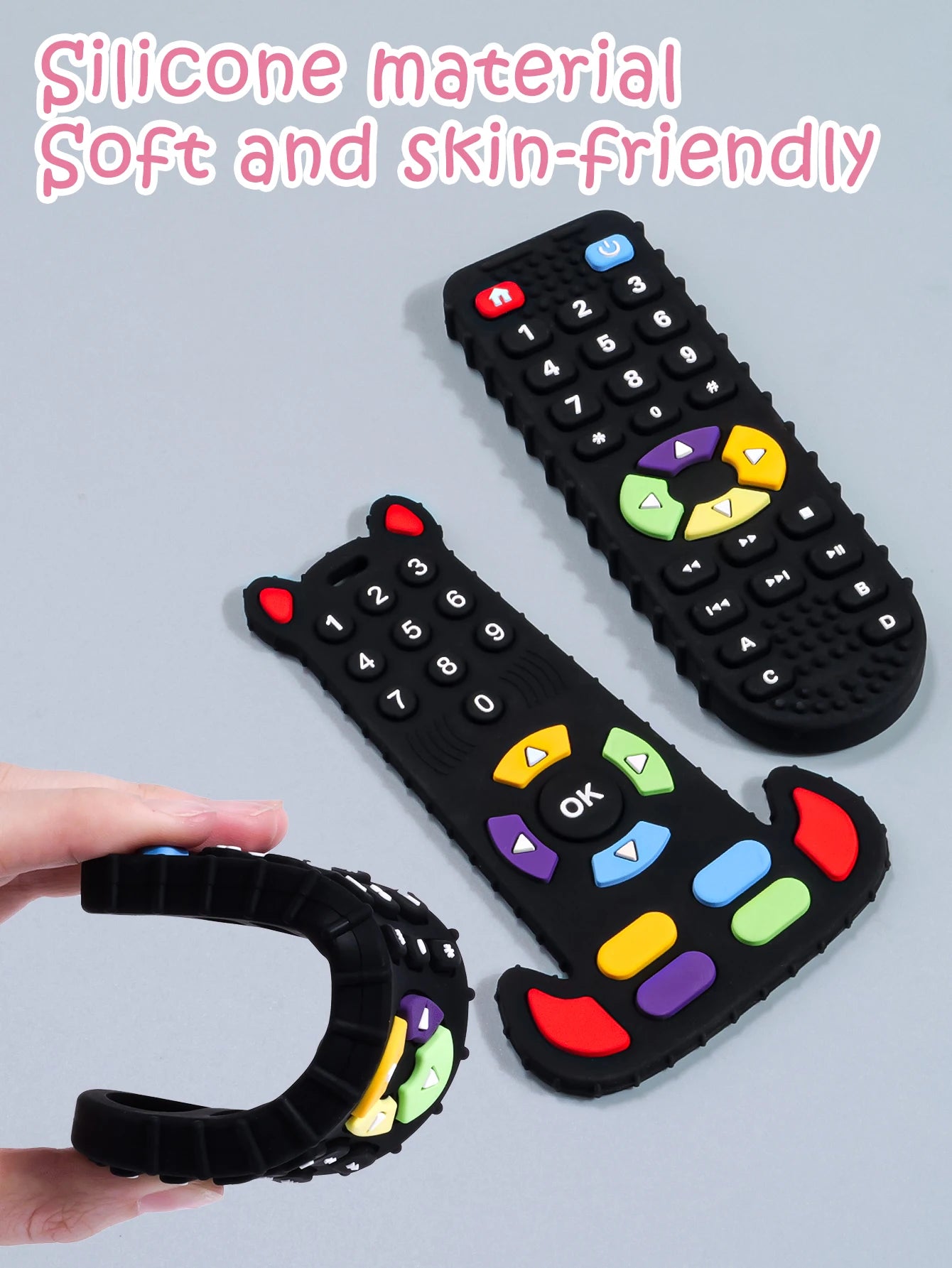 TYRY.HU 1pc Baby Silicone Teether – Remote Control Shape, Rodent Gum Pain Relief, Sensory Educational Teething Toy for Kids