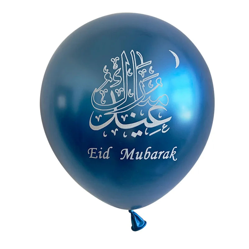 10pcs Eid Mubarak Latex Balloons Chrome Metal Gold Silver 10inch Balloon Ramadan Kareem Decoration Muslim Islamic Party Supplies