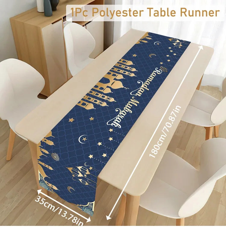 Ramadan Decoration Table Runner EID Mubarak Decor 2025 Home Tablecloth Ramadan Kareem Islamic Muslim Party Eid Al-Fitr Gifts