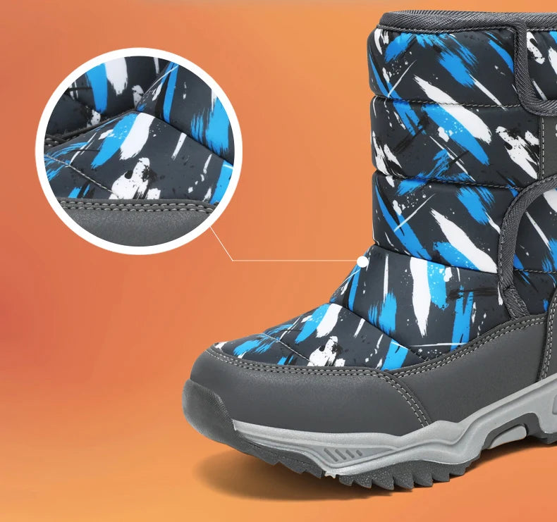 Kids Winter Snow Boots – Warm Plush-Lined Waterproof Ankle Boots for Boys & Girls | Non-Slip Outdoor Footwear for Cold Weather