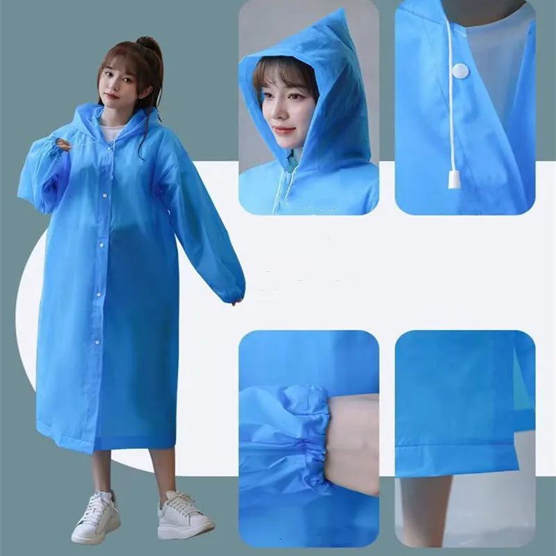 Reusable Hooded Rain Poncho – Waterproof & Spill-Proof for Men and Women