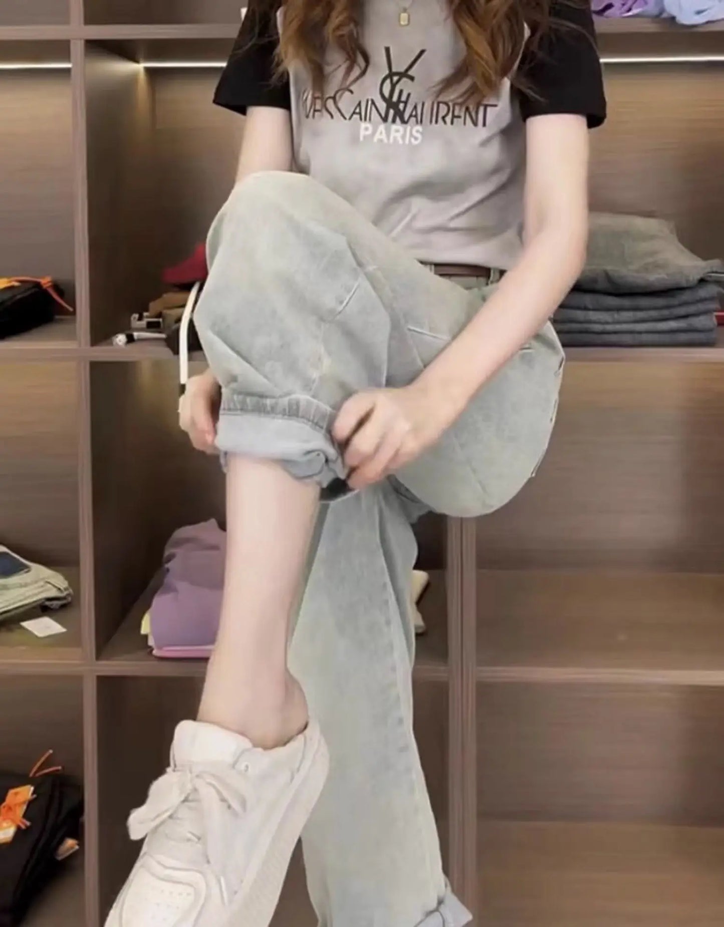 Y2K Harem women’s Jeans  Maxi High Baggy Elegant Bleached 2024 Norm core Fashion Ladies pants