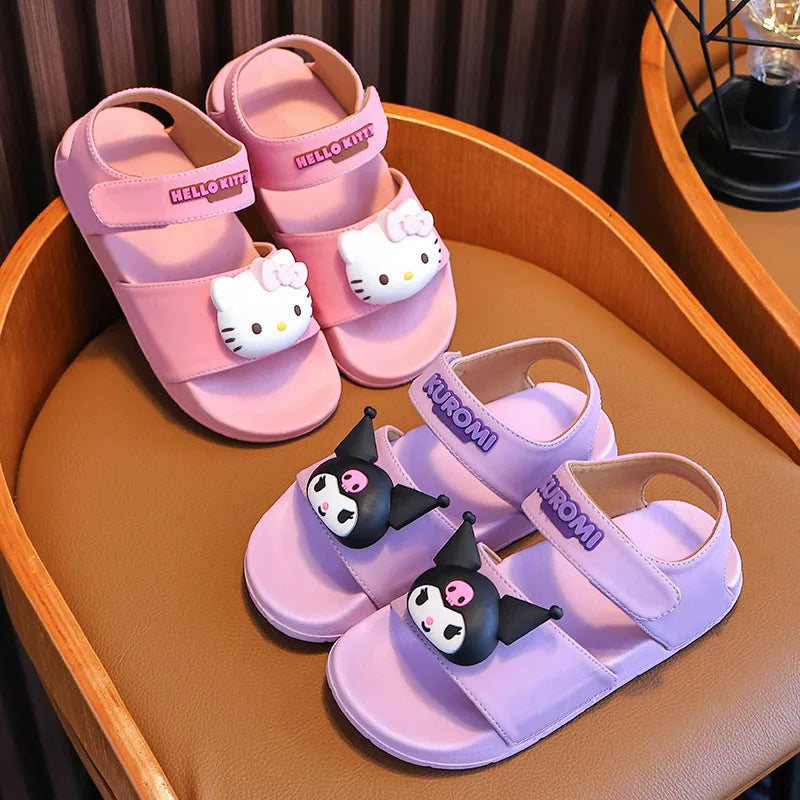 Hellokitty Kids Sandals Cinnamoroll My Melody Kuromi Cartoon Summer Home Shoes Cute Non-Slip Beach Shoes Cute Girl Gift
