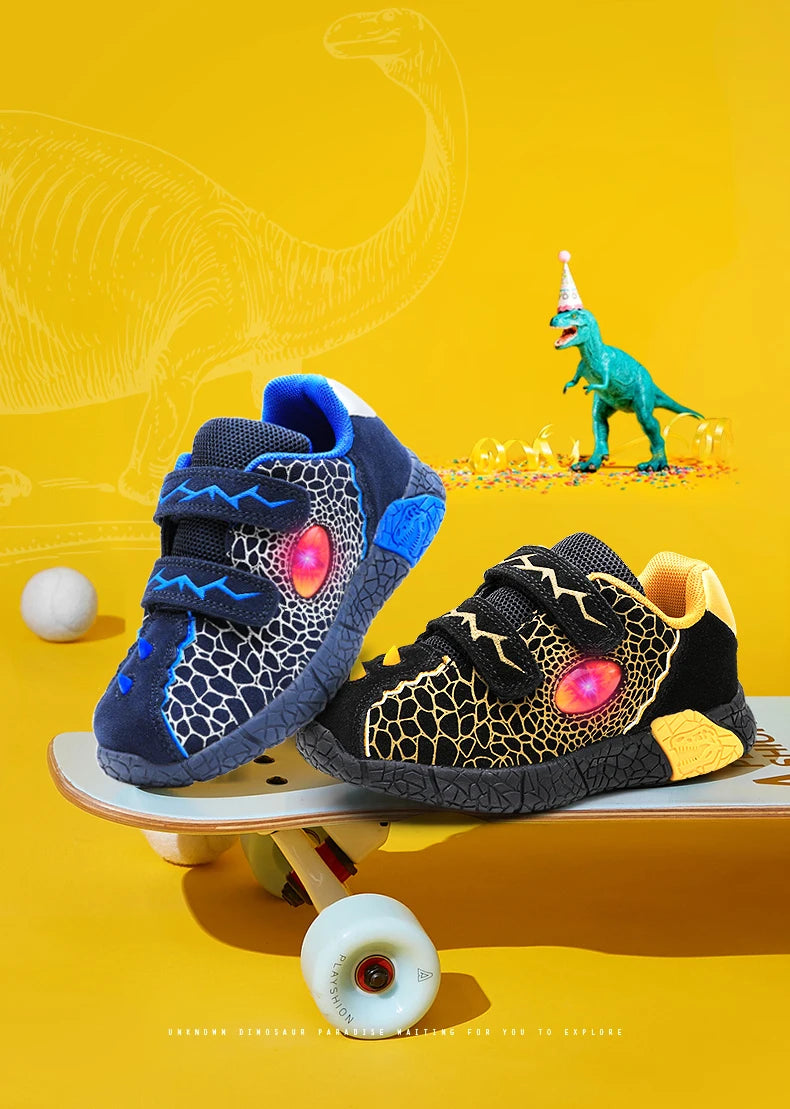 Kids LED Light-Up Sneakers - Boys 3-6Y, Flashing Glowing Sports Shoes for Spring & Autumn, Casual Running Footwear