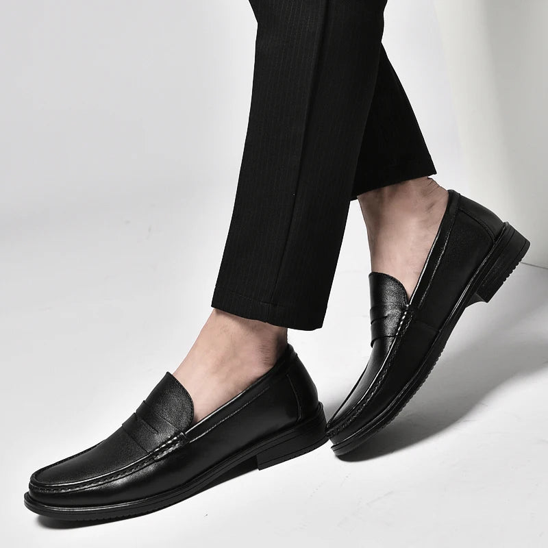 Italian Luxury Penny Men Shoes Male Business Loafers Moccasin Genuine Casual Flats Slip-On Walking Hollow Out Shoes