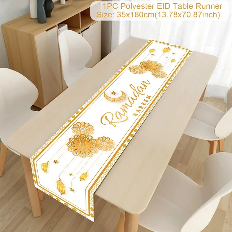 Ramadan Decoration Table Runner EID Mubarak Decor 2025 Home Tablecloth Ramadan Kareem Islamic Muslim Party Eid Al-Fitr Gifts